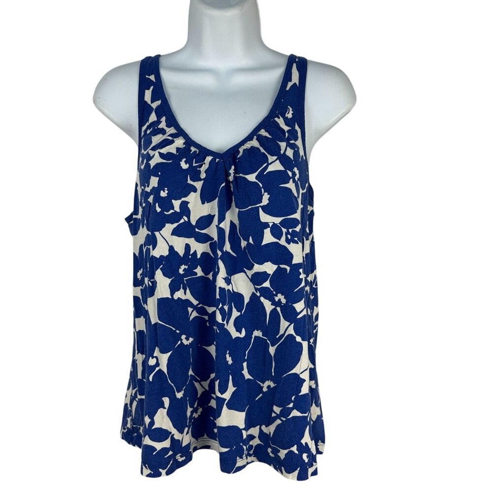 Aerie Womens Size M Floral Print Blue White Tank Top Sleeveless Casual